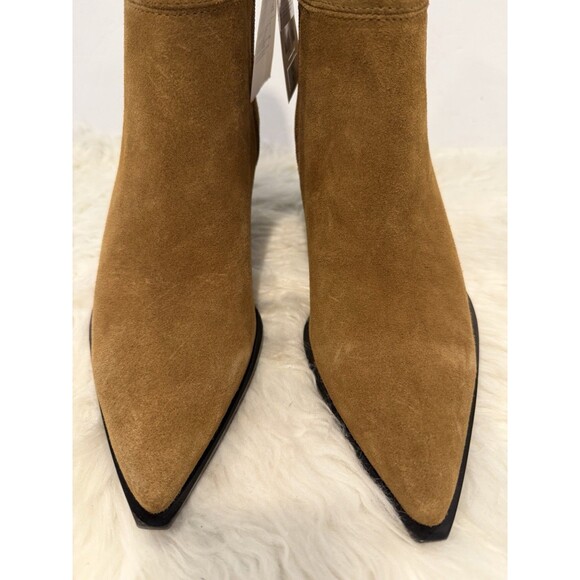 Zara Brown Split Suede Leather Cowboy Ankle Boots Pointed Toe Women US 8 EUR 39 - Picture 9 of 15